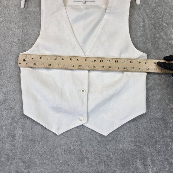 Almina Concept Linen Vest Womens S Ivory White Lined Tailored Button Front Top - Picture 5 of 10